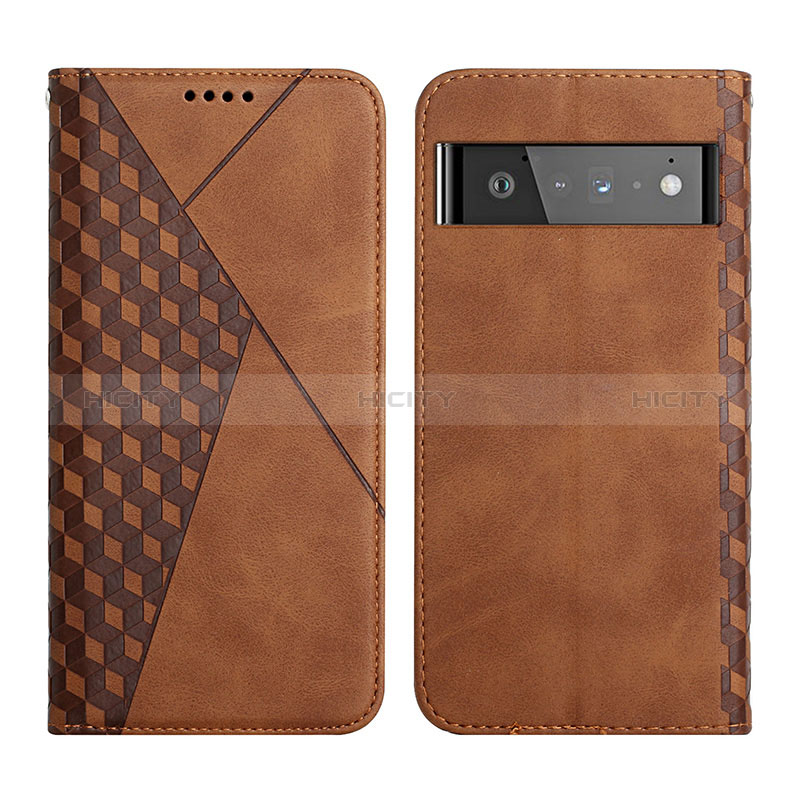 Coque Portefeuille Livre Cuir Etui Clapet Y02X pour Google Pixel 6 Pro 5G Marron Plus