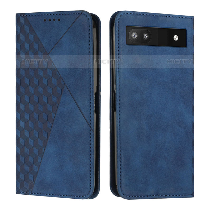 Coque Portefeuille Livre Cuir Etui Clapet Y02X pour Google Pixel 6a 5G Bleu Plus