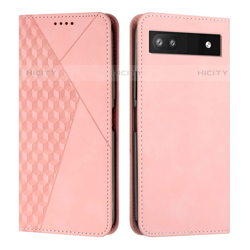 Coque Portefeuille Livre Cuir Etui Clapet Y02X pour Google Pixel 6a 5G Or Rose Plus