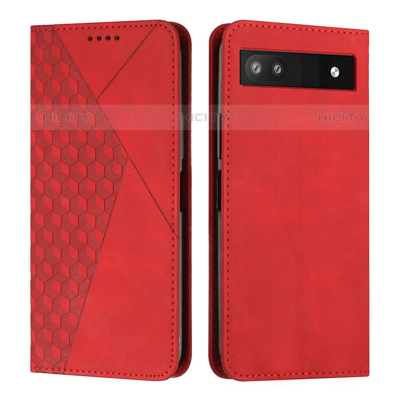 Coque Portefeuille Livre Cuir Etui Clapet Y02X pour Google Pixel 6a 5G Rouge Plus