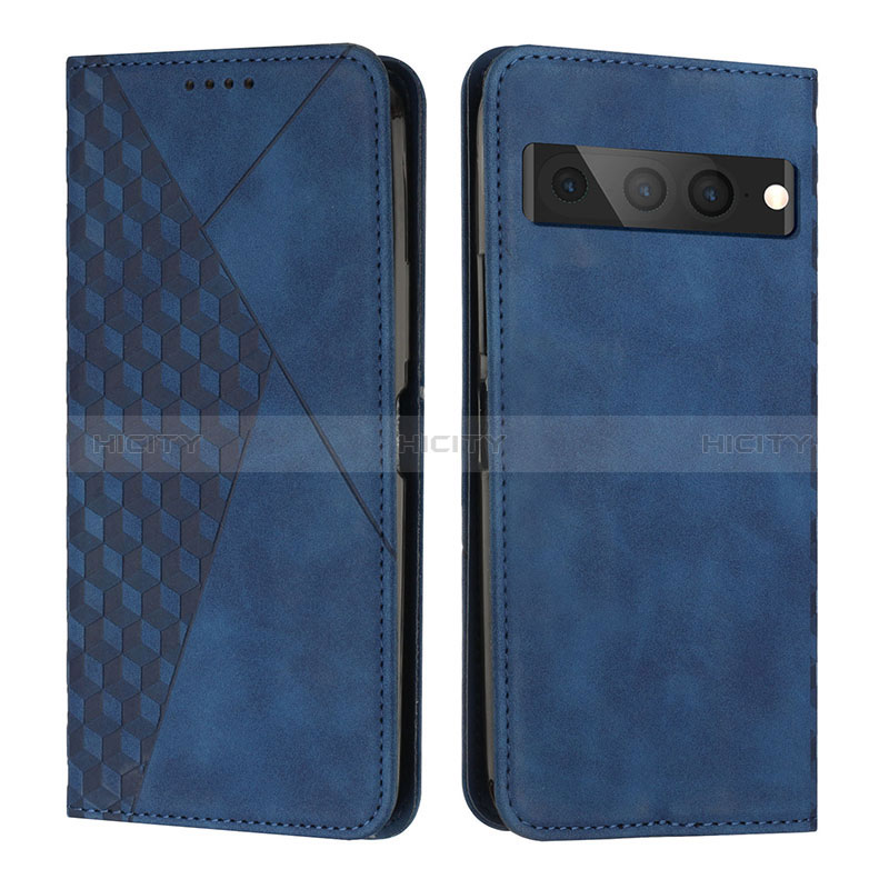 Coque Portefeuille Livre Cuir Etui Clapet Y02X pour Google Pixel 7 Pro 5G Bleu Plus