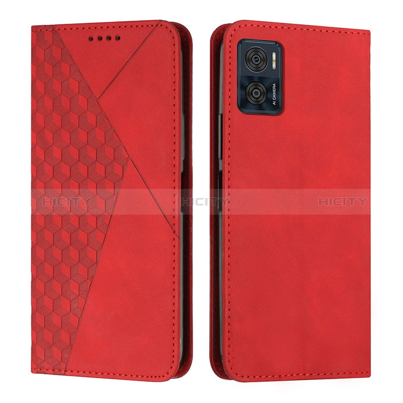 Coque Portefeuille Livre Cuir Etui Clapet Y02X pour Motorola Moto E22 Rouge Plus