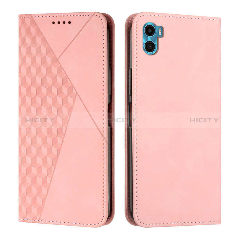 Coque Portefeuille Livre Cuir Etui Clapet Y02X pour Motorola Moto E22S Or Rose Plus