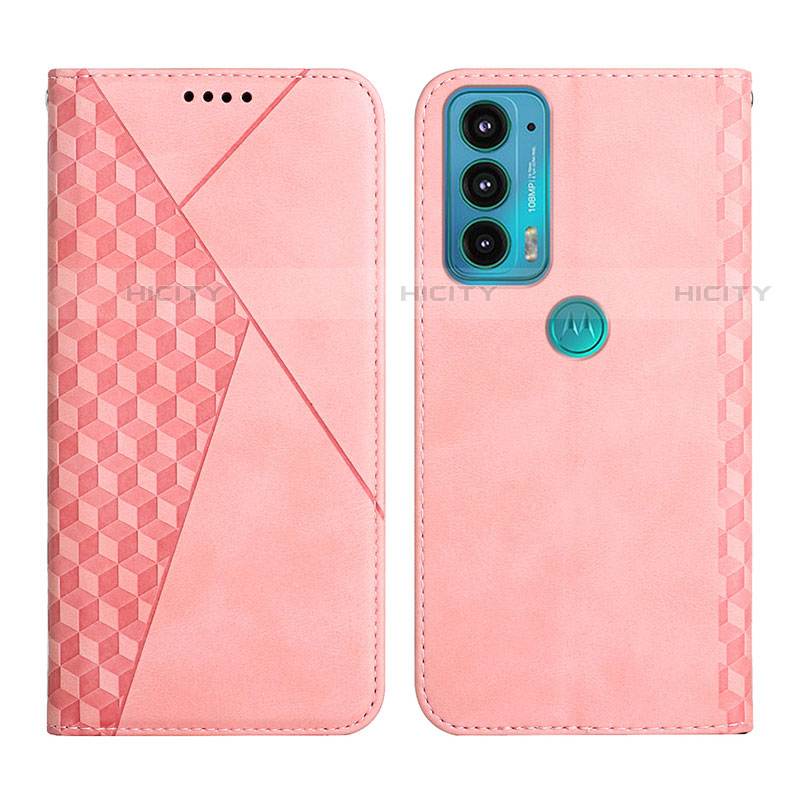 Coque Portefeuille Livre Cuir Etui Clapet Y02X pour Motorola Moto Edge 20 5G Or Rose Plus