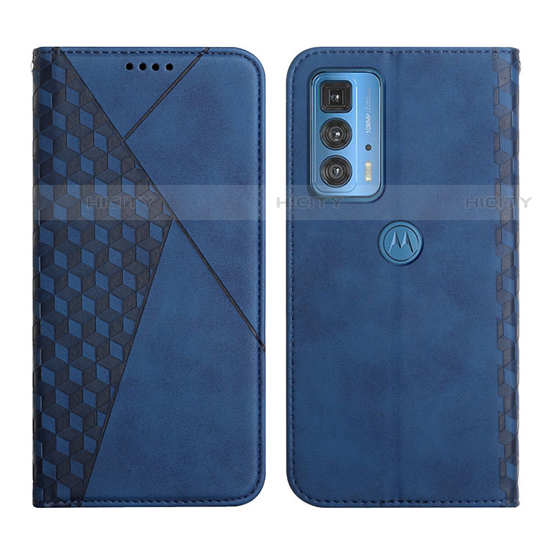 Coque Portefeuille Livre Cuir Etui Clapet Y02X pour Motorola Moto Edge 20 Pro 5G Bleu Plus