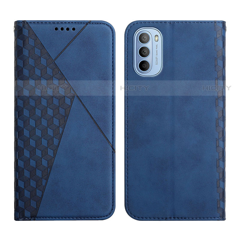 Coque Portefeuille Livre Cuir Etui Clapet Y02X pour Motorola Moto G51 5G Bleu Plus