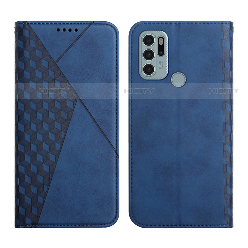 Coque Portefeuille Livre Cuir Etui Clapet Y02X pour Motorola Moto G60s Bleu Plus