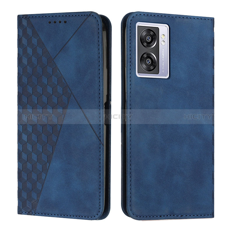 Coque Portefeuille Livre Cuir Etui Clapet Y02X pour Oppo A56S 5G Bleu Plus