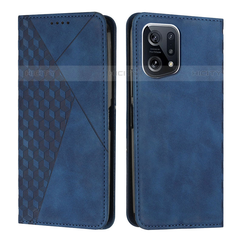 Coque Portefeuille Livre Cuir Etui Clapet Y02X pour Oppo Find X5 Pro 5G Bleu Plus