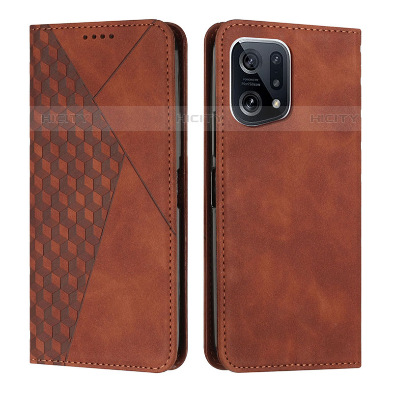 Coque Portefeuille Livre Cuir Etui Clapet Y02X pour Oppo Find X5 Pro 5G Marron Plus