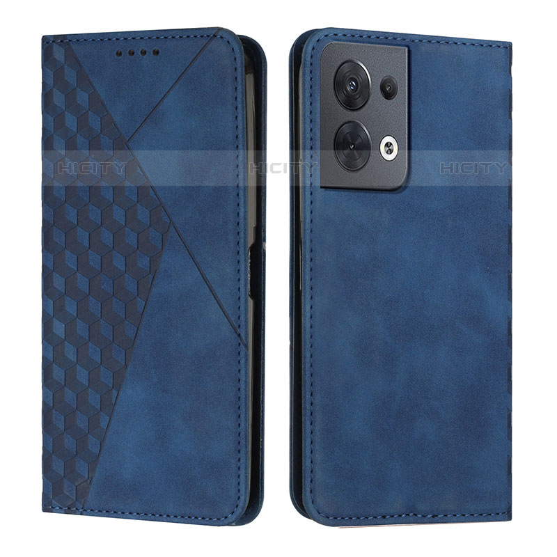 Coque Portefeuille Livre Cuir Etui Clapet Y02X pour Oppo Reno8 5G Bleu Plus