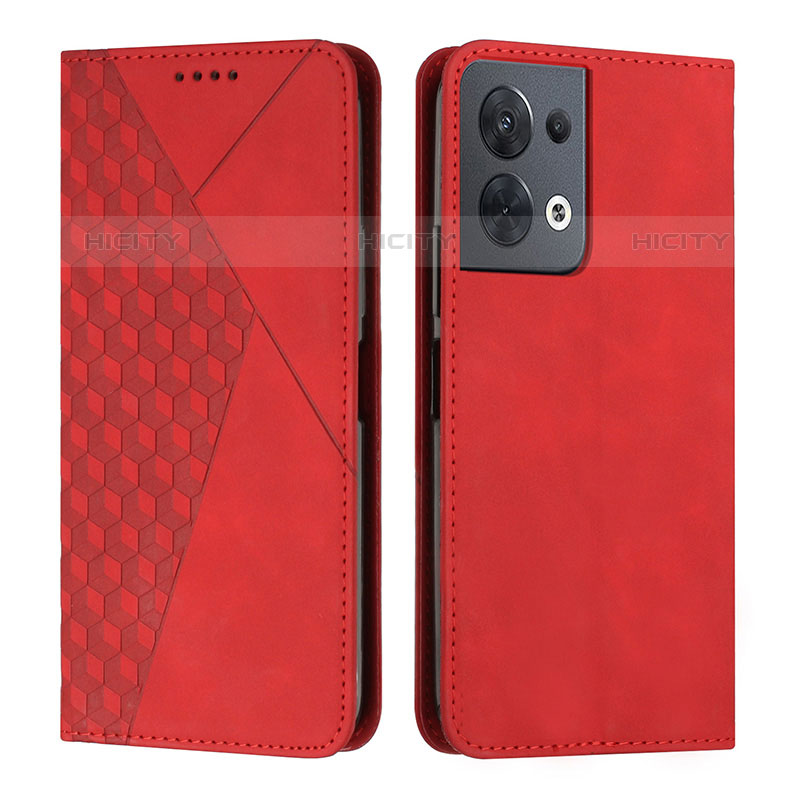 Coque Portefeuille Livre Cuir Etui Clapet Y02X pour Oppo Reno8 5G Rouge Plus