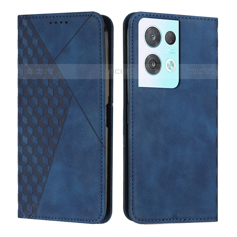 Coque Portefeuille Livre Cuir Etui Clapet Y02X pour Oppo Reno8 Pro 5G Bleu Plus