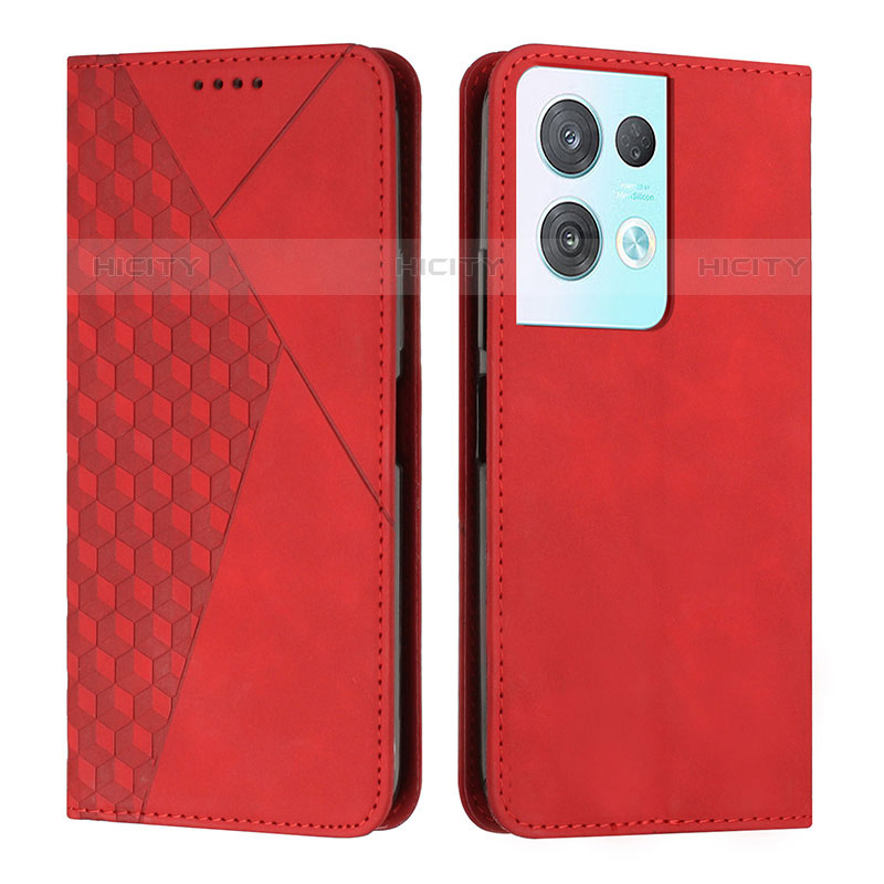 Coque Portefeuille Livre Cuir Etui Clapet Y02X pour Oppo Reno8 Pro 5G Rouge Plus