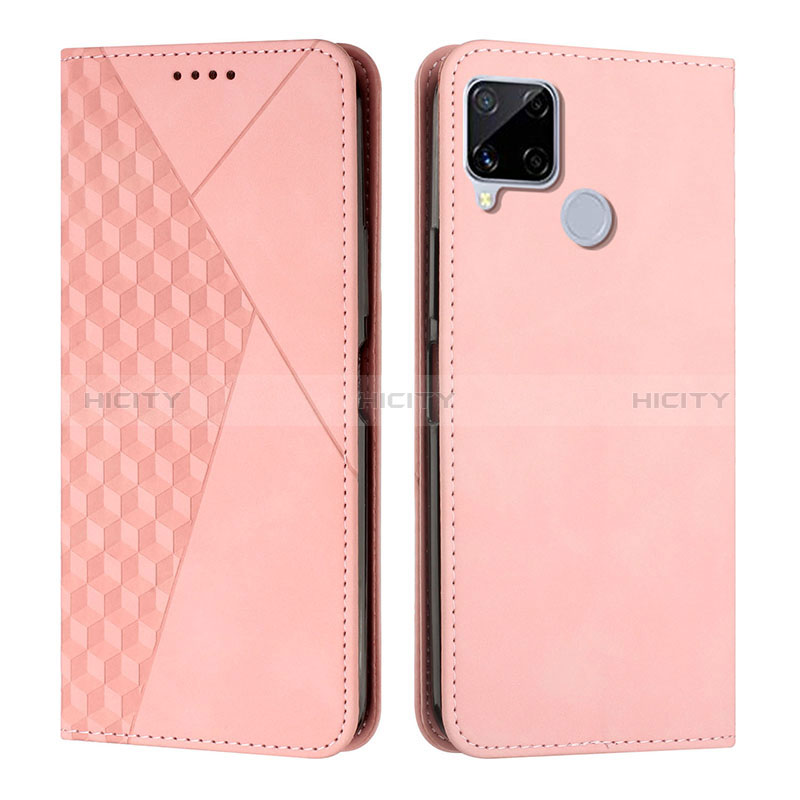 Coque Portefeuille Livre Cuir Etui Clapet Y02X pour Realme 7i RMX2193 Or Rose Plus