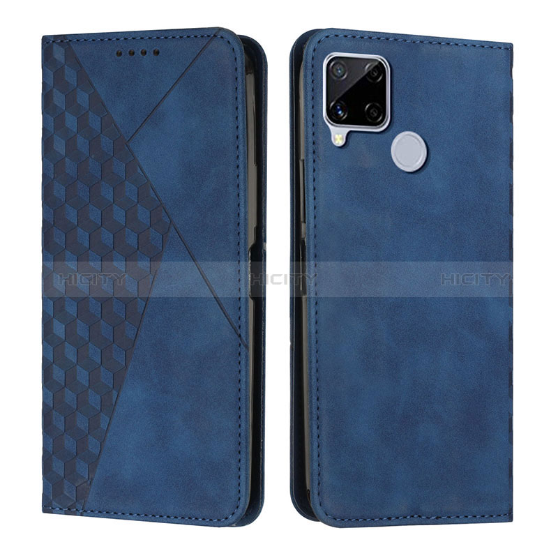 Coque Portefeuille Livre Cuir Etui Clapet Y02X pour Realme C12 Bleu Plus