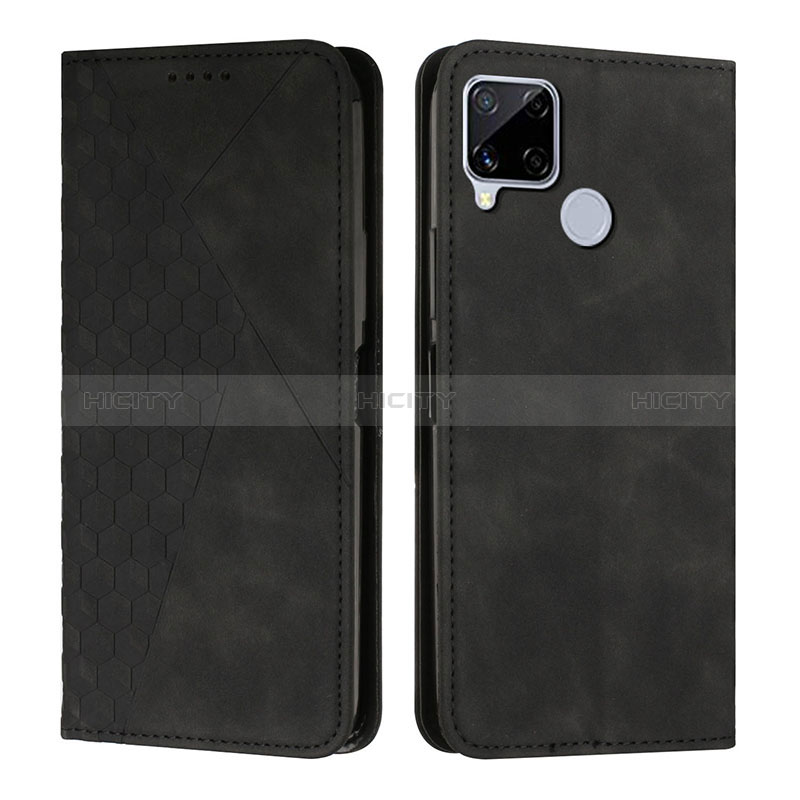 Coque Portefeuille Livre Cuir Etui Clapet Y02X pour Realme C12 Noir Plus