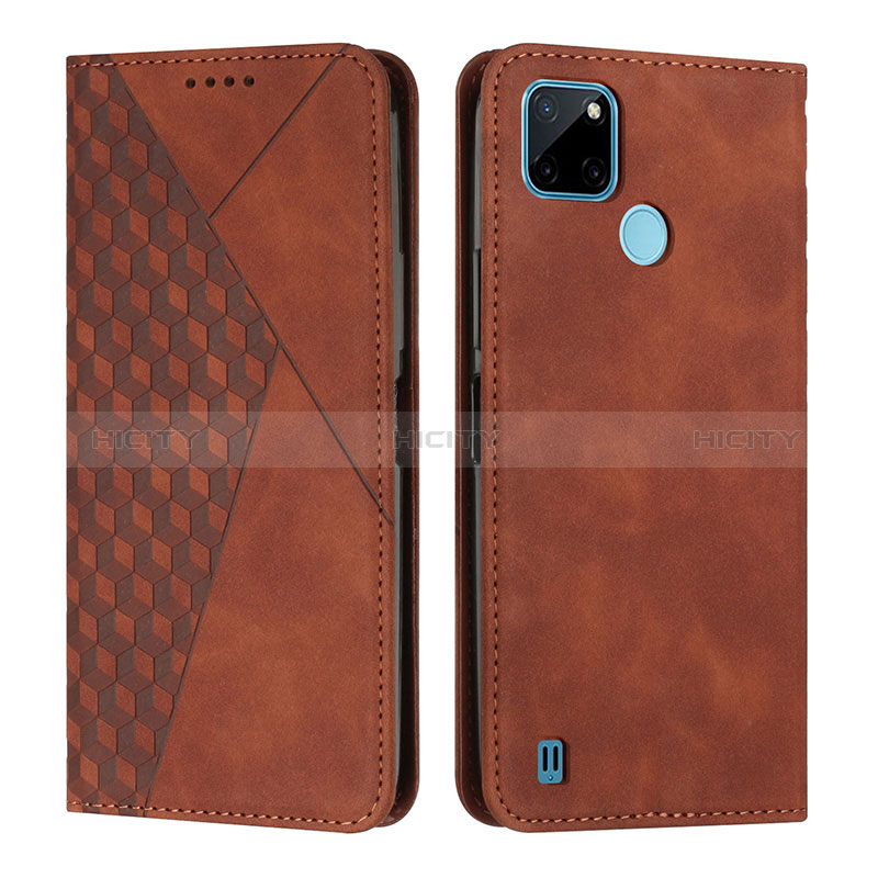 Coque Portefeuille Livre Cuir Etui Clapet Y02X pour Realme C25Y India Marron Plus