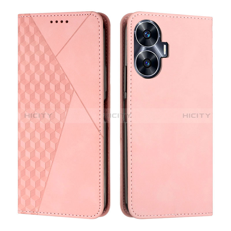 Coque Portefeuille Livre Cuir Etui Clapet Y02X pour Realme C55 Or Rose Plus