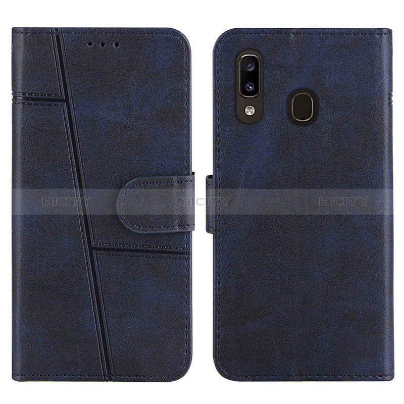 Coque Portefeuille Livre Cuir Etui Clapet Y02X pour Samsung Galaxy A20 Bleu Plus