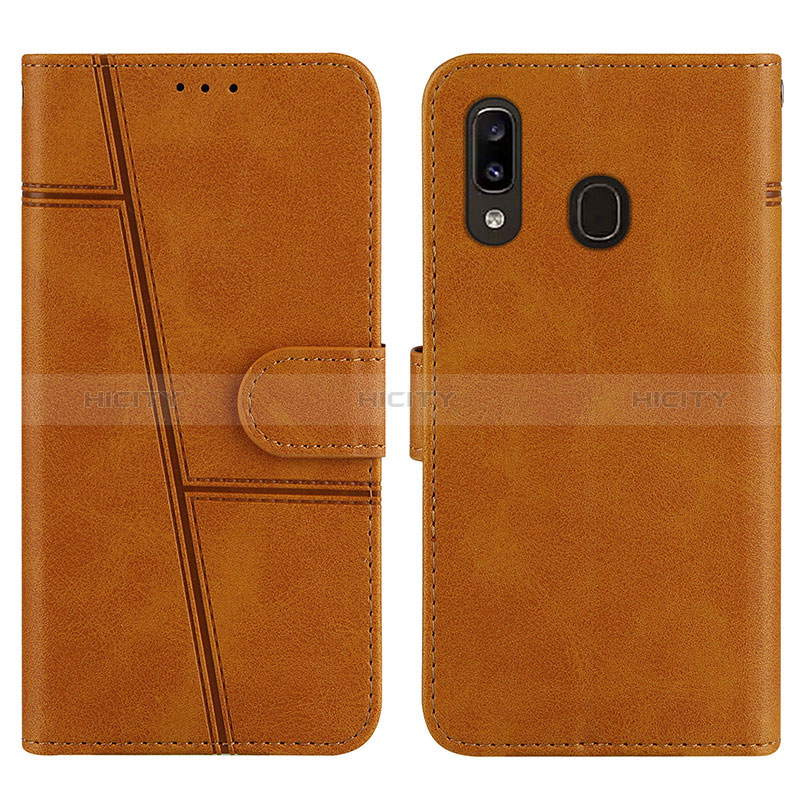 Coque Portefeuille Livre Cuir Etui Clapet Y02X pour Samsung Galaxy A20 Brun Clair Plus