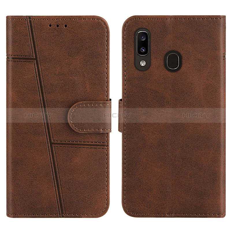 Coque Portefeuille Livre Cuir Etui Clapet Y02X pour Samsung Galaxy A20 Marron Plus