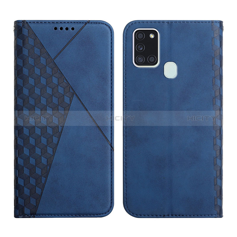 Coque Portefeuille Livre Cuir Etui Clapet Y02X pour Samsung Galaxy A21s Bleu Plus