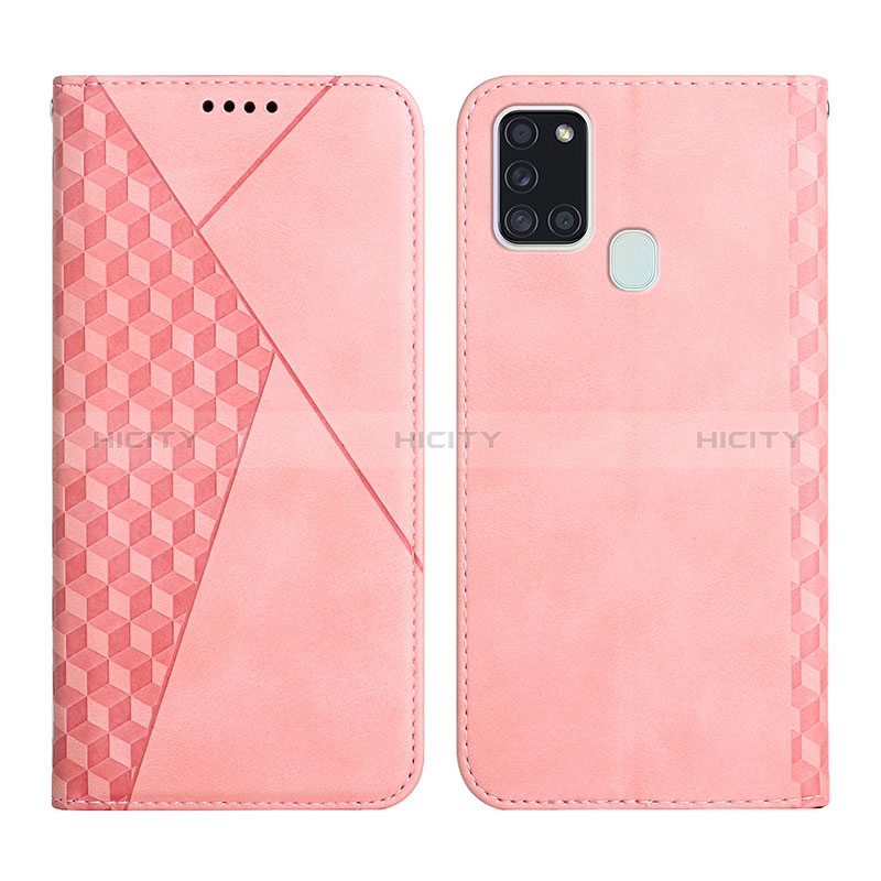 Coque Portefeuille Livre Cuir Etui Clapet Y02X pour Samsung Galaxy A21s Or Rose Plus