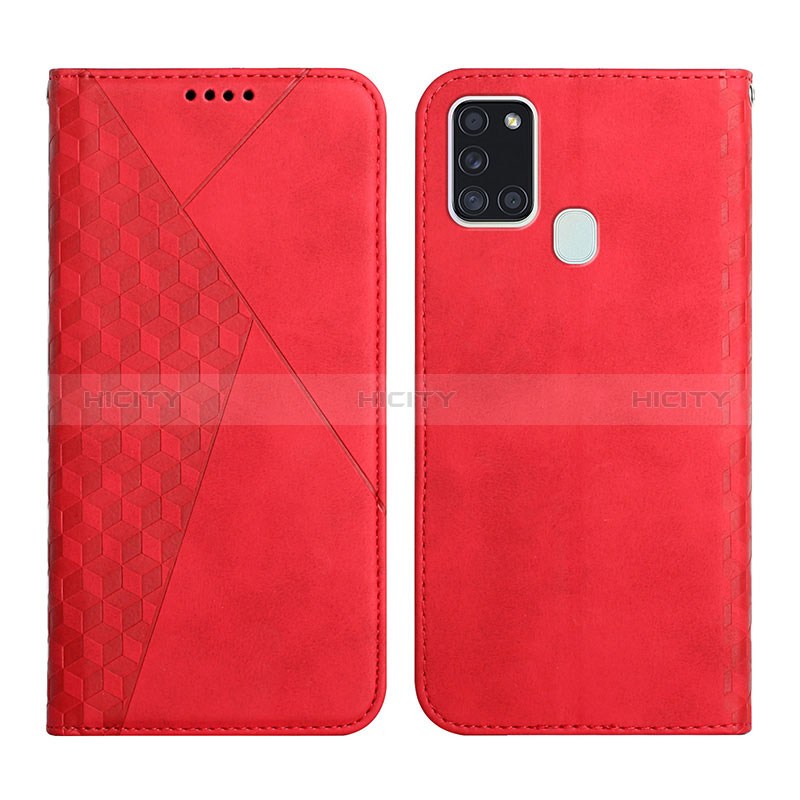 Coque Portefeuille Livre Cuir Etui Clapet Y02X pour Samsung Galaxy A21s Rouge Plus