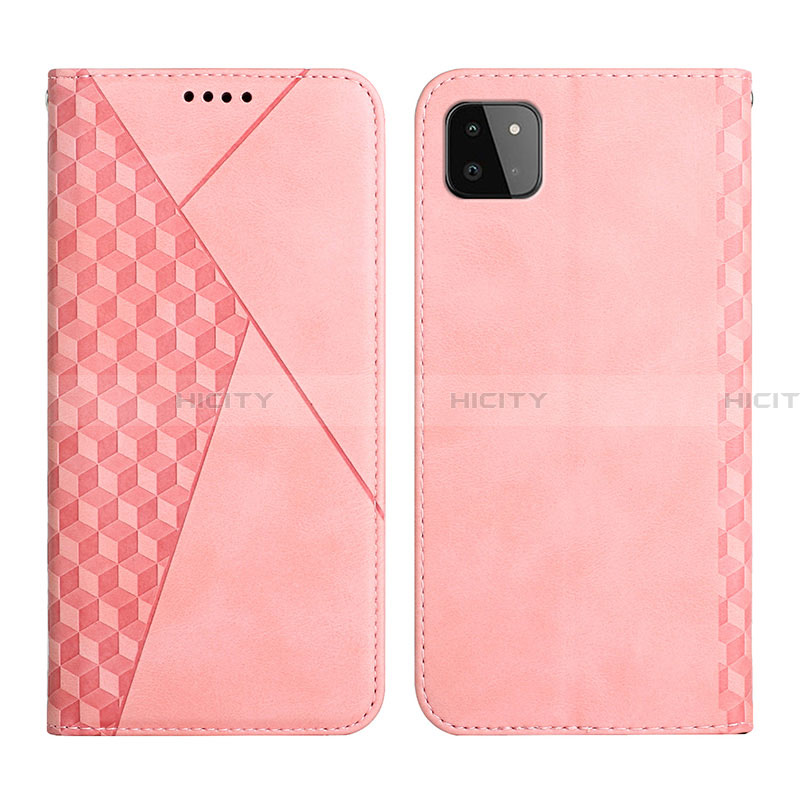 Coque Portefeuille Livre Cuir Etui Clapet Y02X pour Samsung Galaxy A22 5G Or Rose Plus