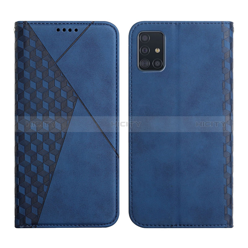 Coque Portefeuille Livre Cuir Etui Clapet Y02X pour Samsung Galaxy A71 5G Bleu Plus