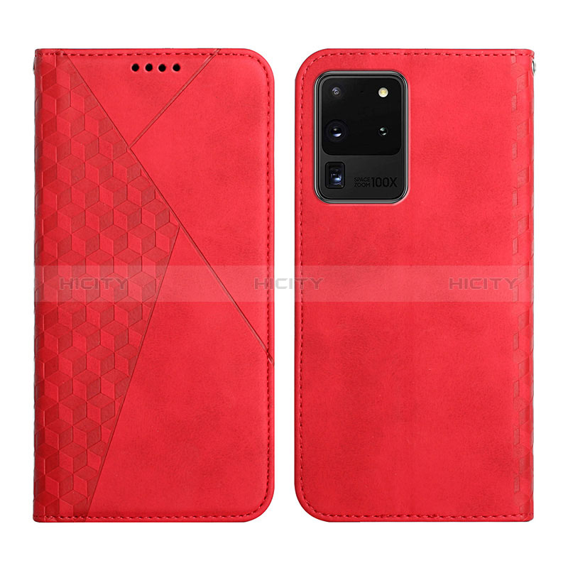 Coque Portefeuille Livre Cuir Etui Clapet Y02X pour Samsung Galaxy S20 Ultra 5G Rouge Plus