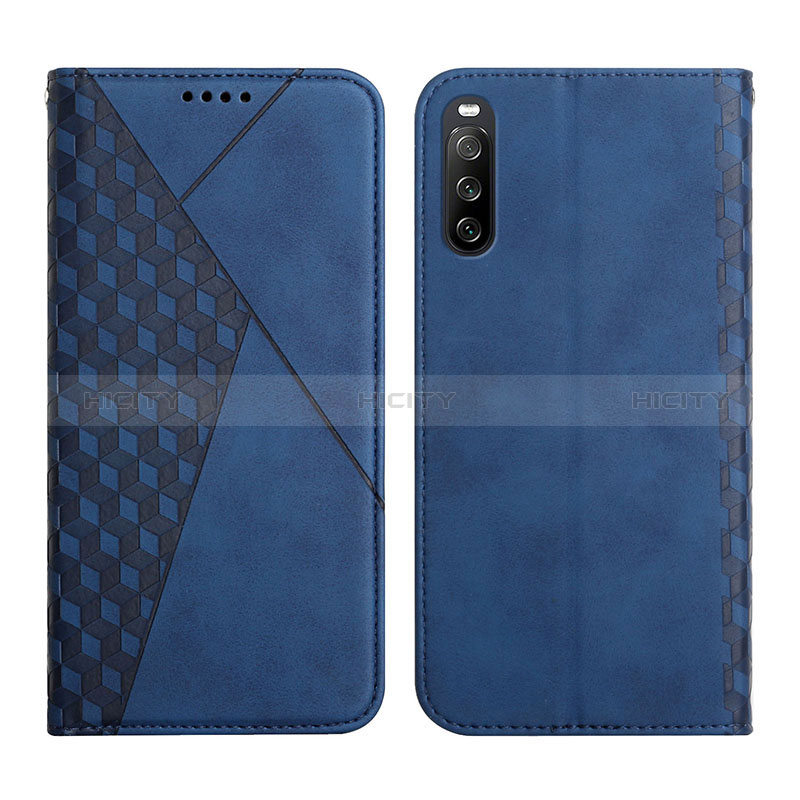 Coque Portefeuille Livre Cuir Etui Clapet Y02X pour Sony Xperia 10 III Bleu Plus