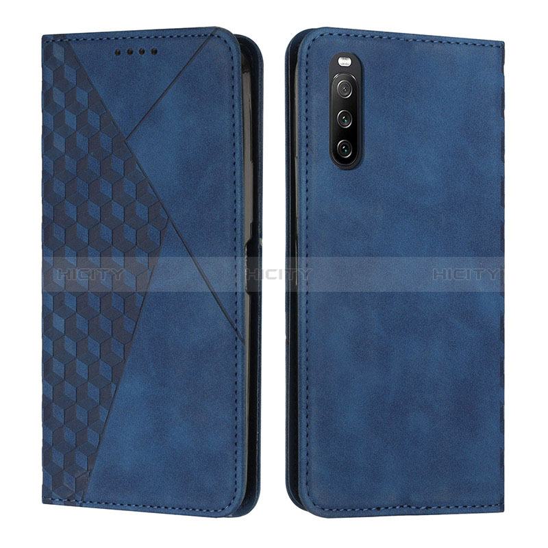 Coque Portefeuille Livre Cuir Etui Clapet Y02X pour Sony Xperia 10 IV SO-52C Bleu Plus