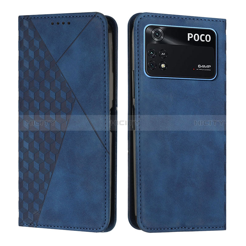 Coque Portefeuille Livre Cuir Etui Clapet Y02X pour Xiaomi Poco M4 Pro 4G Bleu Plus