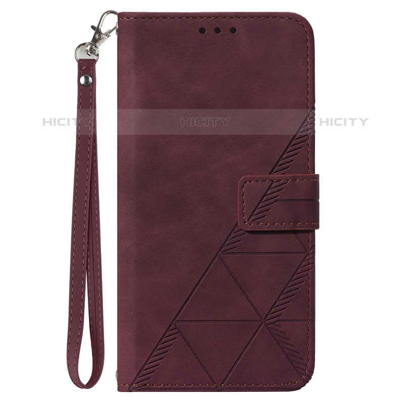 Coque Portefeuille Livre Cuir Etui Clapet Y03B pour Samsung Galaxy A03 Vin Rouge Plus