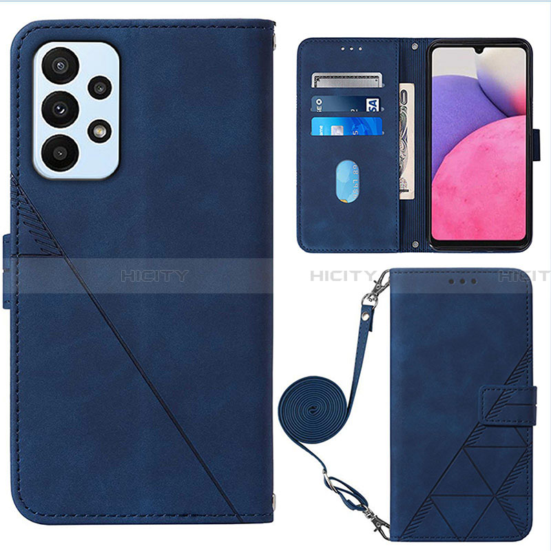 Coque Portefeuille Livre Cuir Etui Clapet Y03B pour Samsung Galaxy A23 4G Bleu Plus