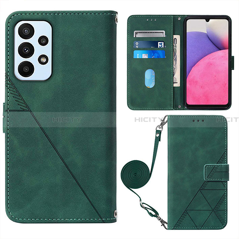 Coque Portefeuille Livre Cuir Etui Clapet Y03B pour Samsung Galaxy A23 4G Vert Plus