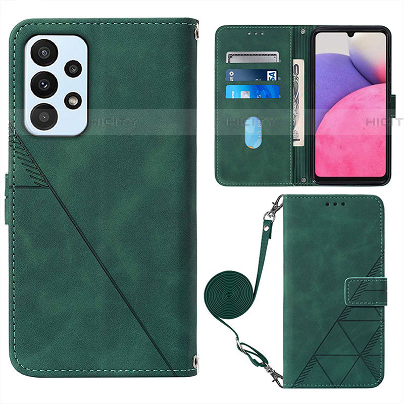 Coque Portefeuille Livre Cuir Etui Clapet Y03B pour Samsung Galaxy A73 5G Vert Plus