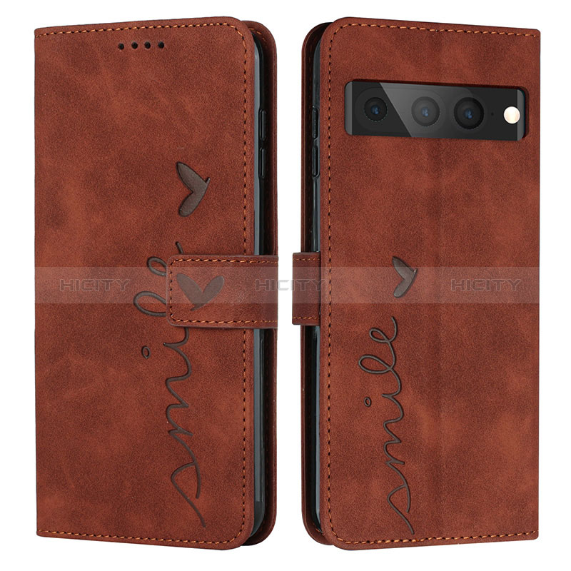 Coque Portefeuille Livre Cuir Etui Clapet Y03X pour Google Pixel 7 Pro 5G Marron Plus