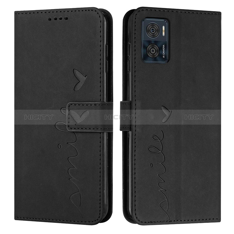 Coque Portefeuille Livre Cuir Etui Clapet Y03X pour Motorola Moto E22 Noir Plus