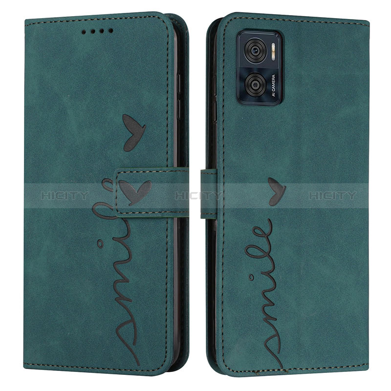 Coque Portefeuille Livre Cuir Etui Clapet Y03X pour Motorola Moto E22 Vert Plus