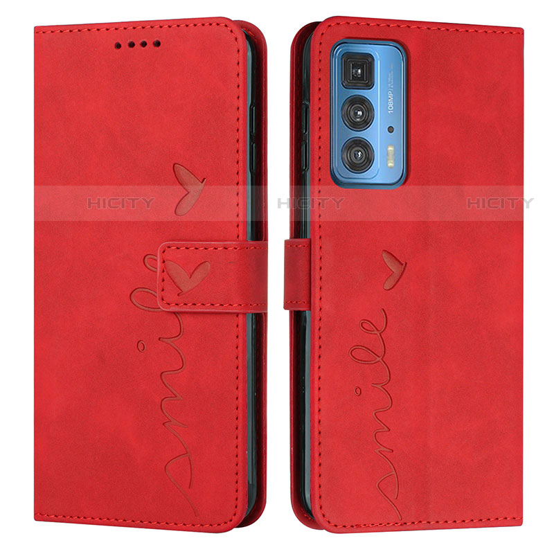 Coque Portefeuille Livre Cuir Etui Clapet Y03X pour Motorola Moto Edge 20 Pro 5G Rouge Plus