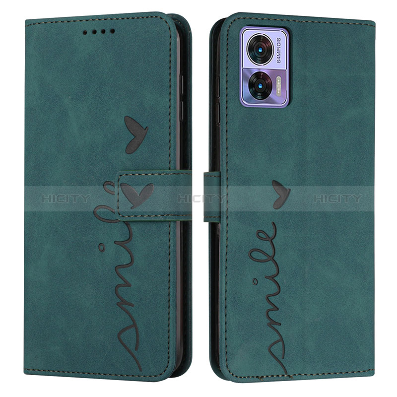 Coque Portefeuille Livre Cuir Etui Clapet Y03X pour Motorola Moto Edge 30 Lite 5G Vert Plus