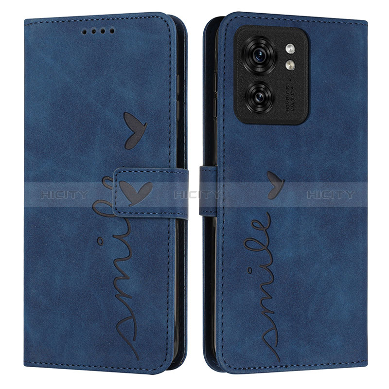 Coque Portefeuille Livre Cuir Etui Clapet Y03X pour Motorola Moto Edge 40 5G Bleu Plus