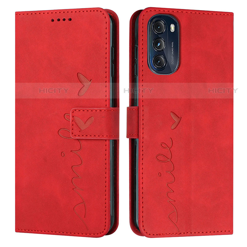 Coque Portefeuille Livre Cuir Etui Clapet Y03X pour Motorola Moto G 5G (2022) Rouge Plus