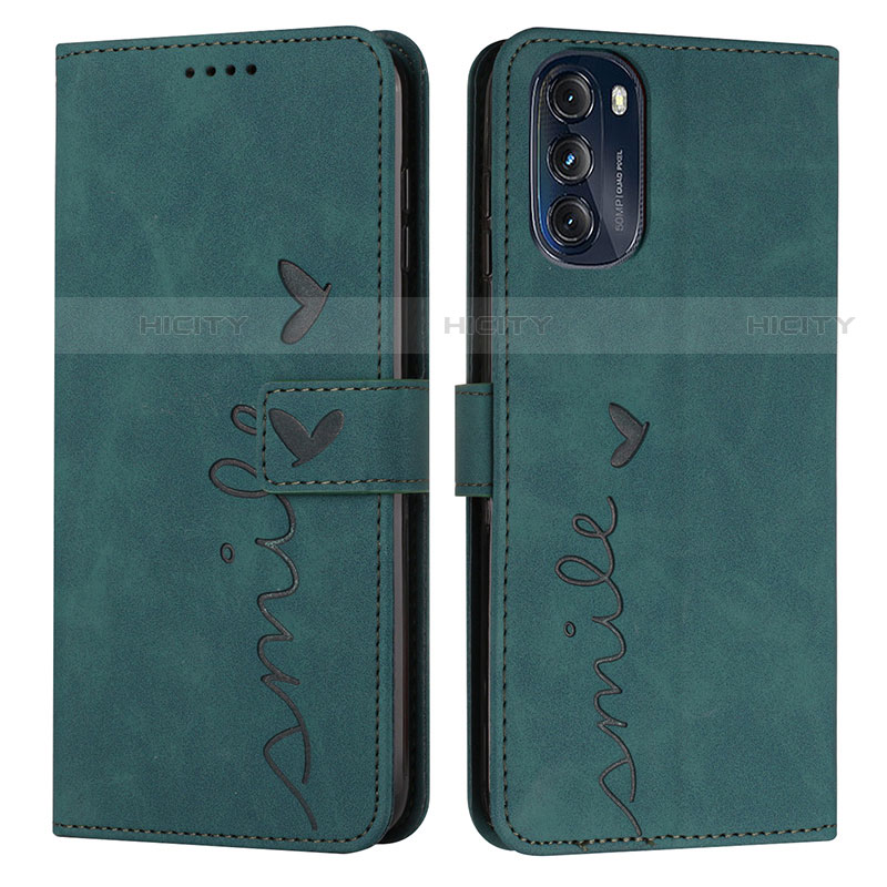 Coque Portefeuille Livre Cuir Etui Clapet Y03X pour Motorola Moto G 5G (2022) Vert Plus