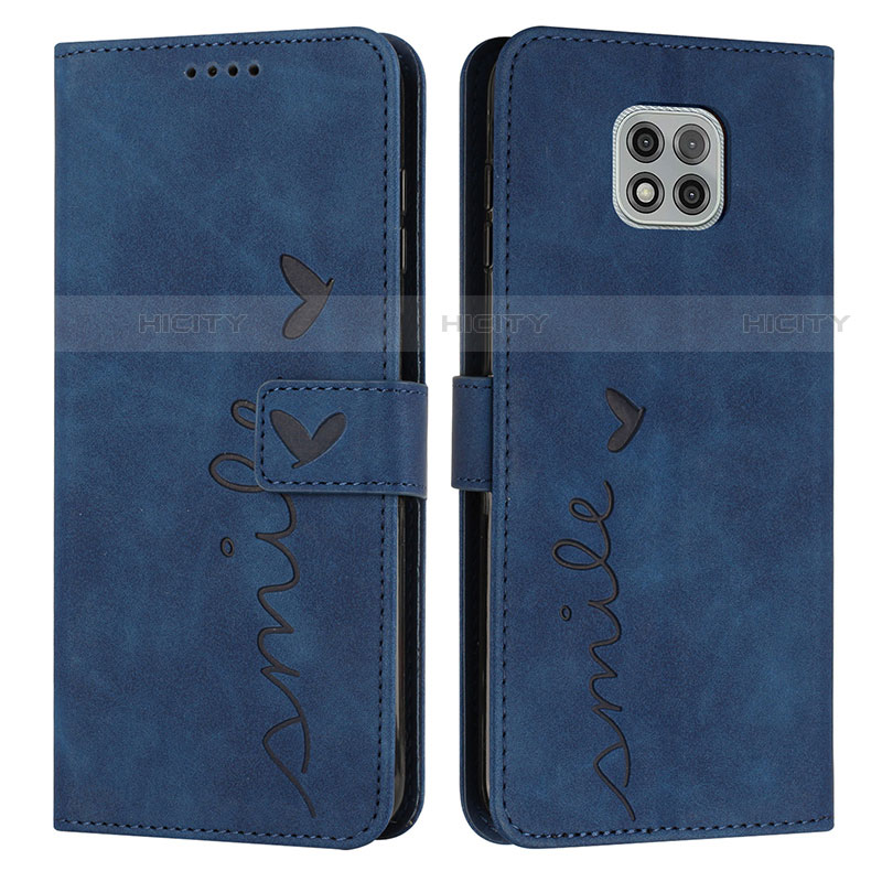 Coque Portefeuille Livre Cuir Etui Clapet Y03X pour Motorola Moto G Power (2021) Bleu Plus