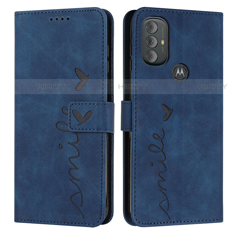 Coque Portefeuille Livre Cuir Etui Clapet Y03X pour Motorola Moto G Power (2022) Bleu Plus