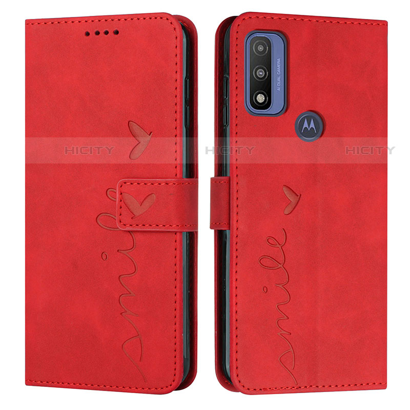 Coque Portefeuille Livre Cuir Etui Clapet Y03X pour Motorola Moto G Pure Rouge Plus